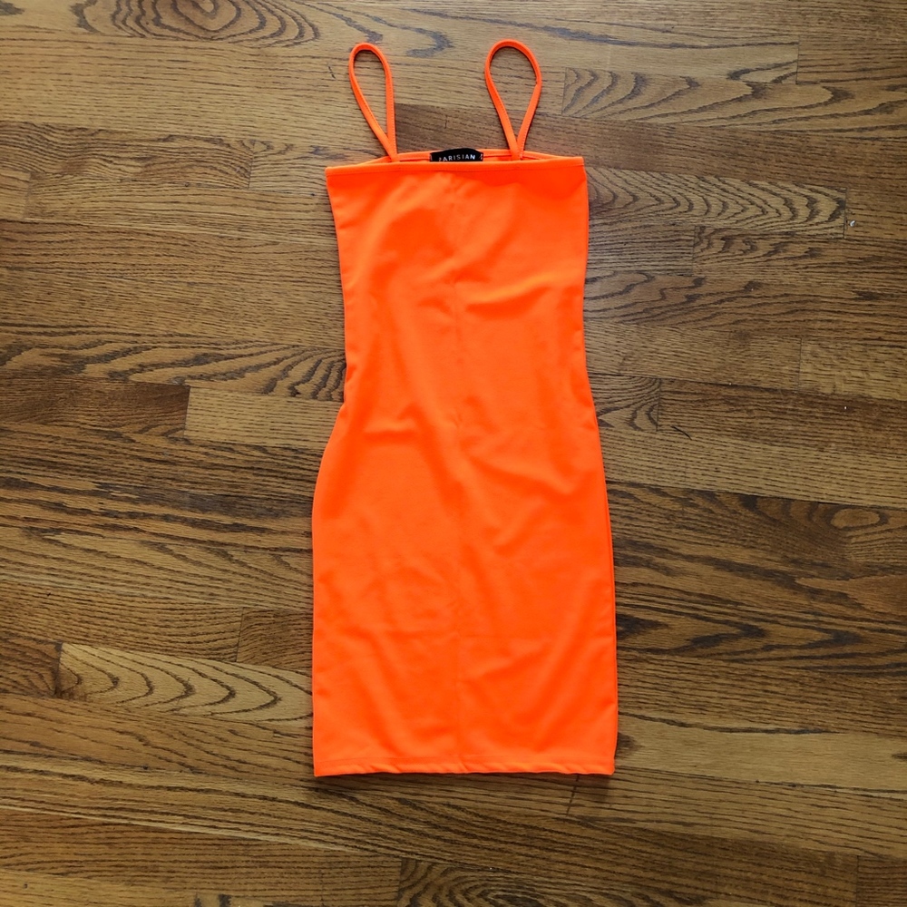 Mini BodyCon Dress with Straps Neon Orange